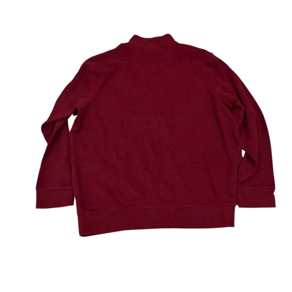Lands End Mens 2XL Tall Burgundy Red 100% Cotton Quarter Zip Pullover Sweatshirt